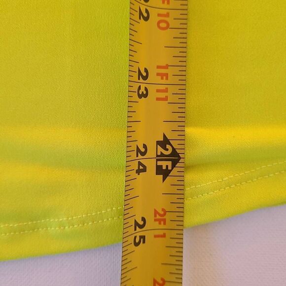 Ellen Tracy Womens Yellow Tab Sleeves Button Front Blouse Large - Picture 10 of 14